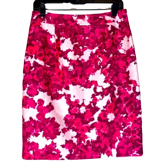 Kate Spade NY The Madison Ave Collection Pencil Skirt Sz 6/8 pink Floral Silk - Picture 1 of 12